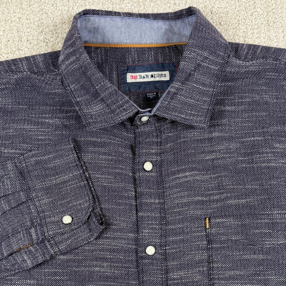 32 Bar Blues Mens XL Purple Pearl Snap Long Sleeve Button Up Shirt